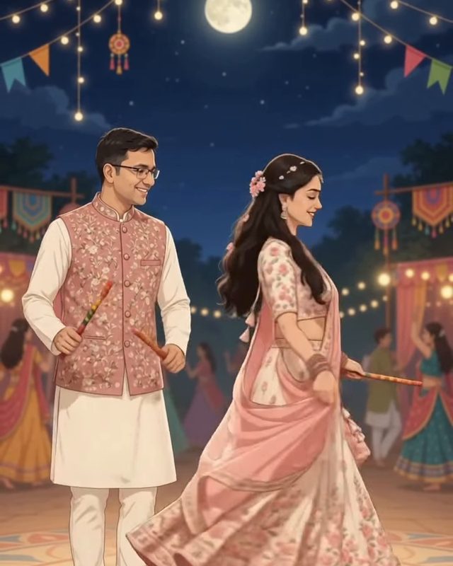Garba night couple invite